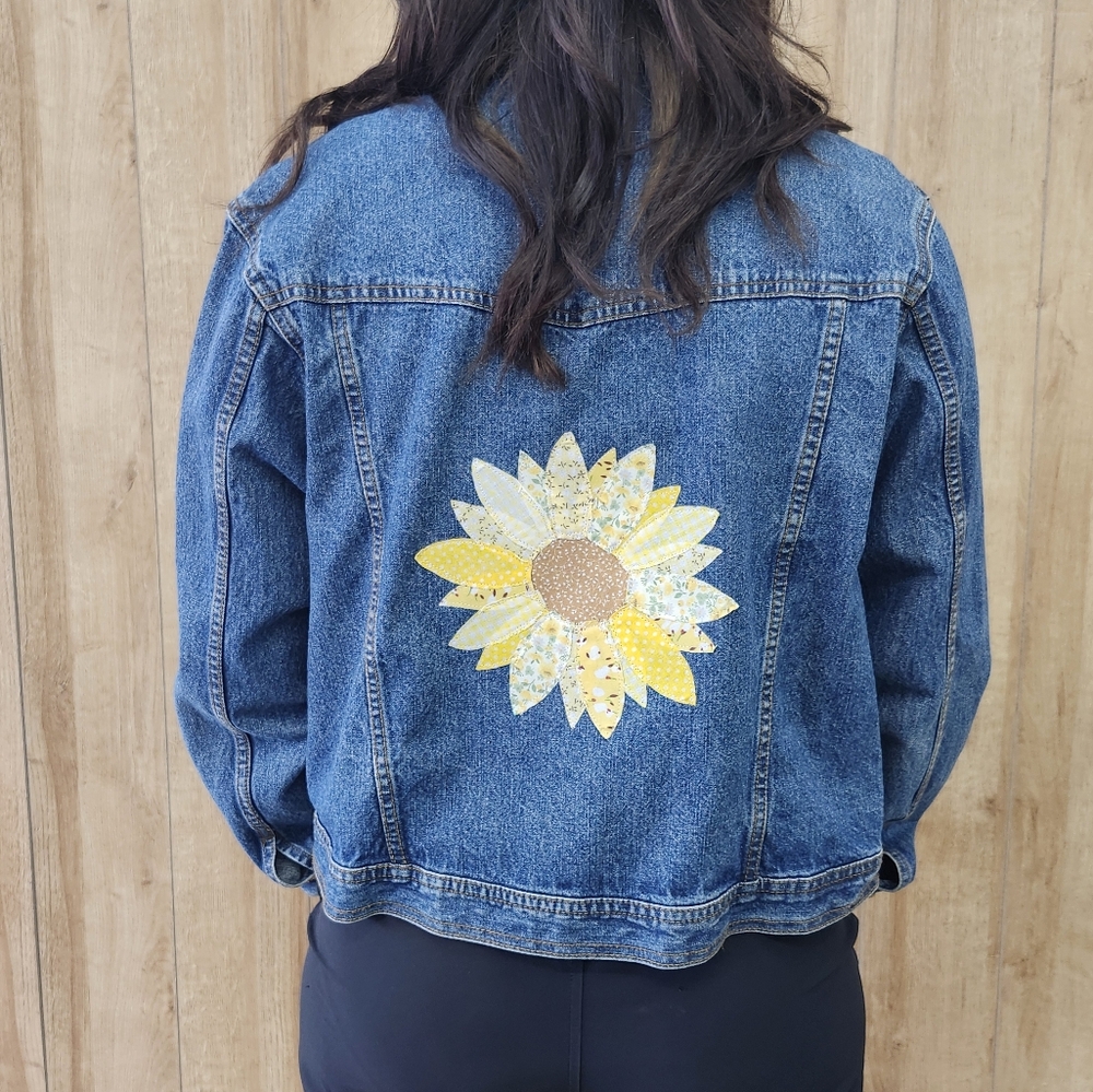 Patchwork Sunflower Denim Jacket